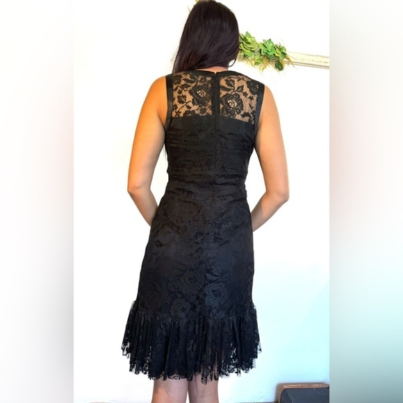 Size 6 Max and Cleo Lace black dress with ruffle detail. Fitted mini dress - Picture 2 of 12